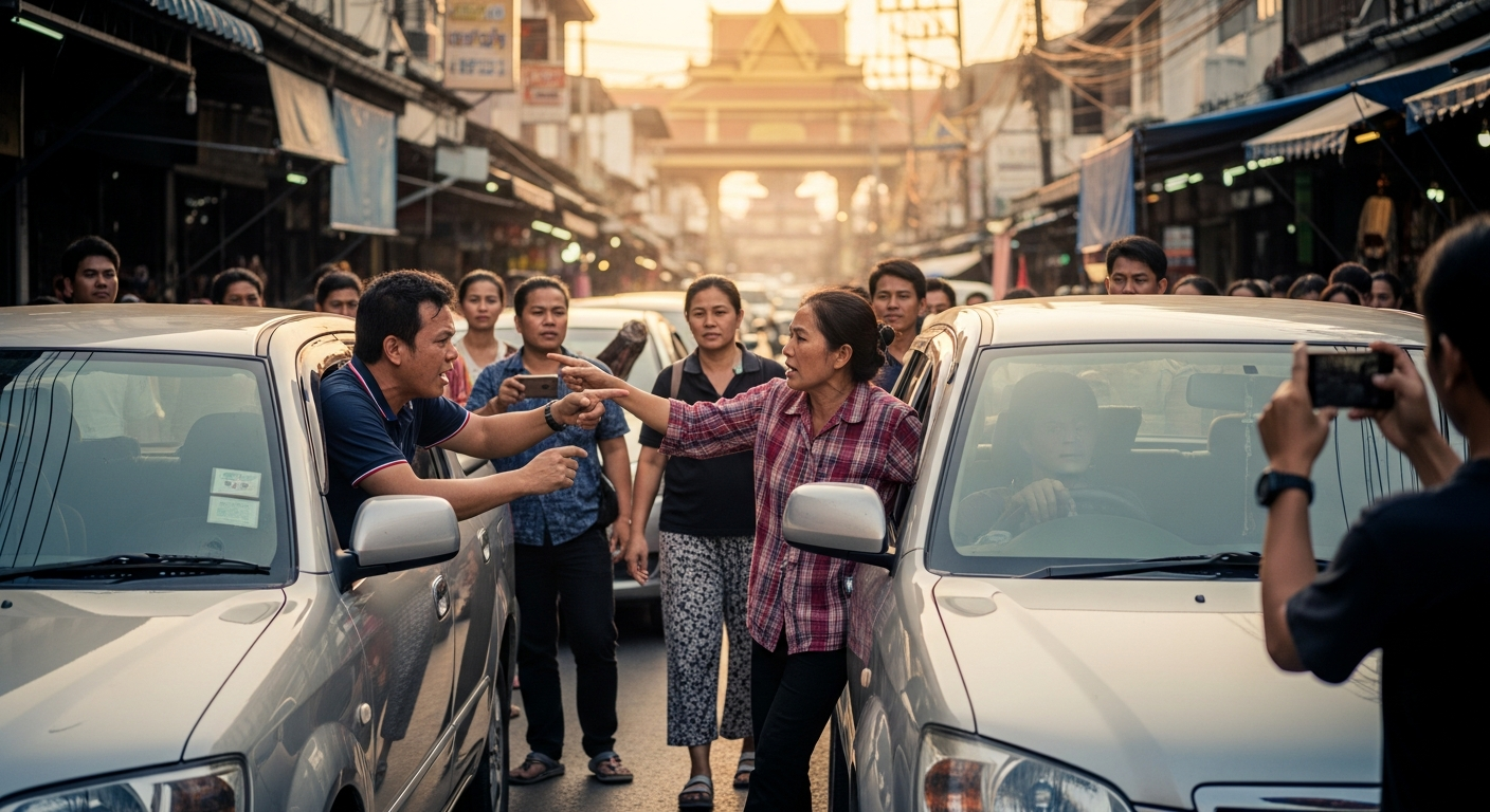 Водитель в Чиангмае сдался полиции после вирусного видео с дорожной агрессией