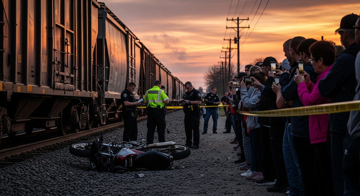 В Таиланде водитель мотоцикла проехал под шлагбаум перед поездом и попал в аварию