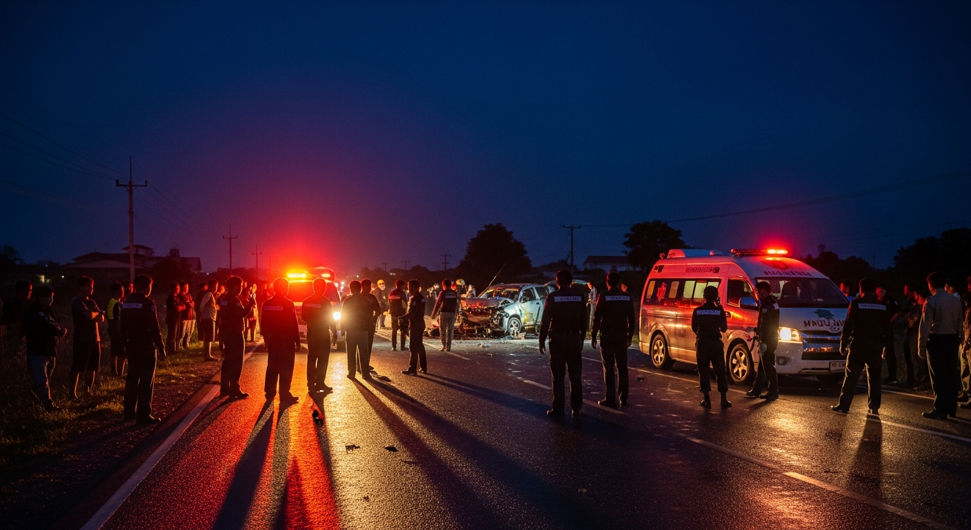 Смертельное ДТП в Таиланде: Пассажирский микроавтобус врезался в грузовик, 5 погибших
