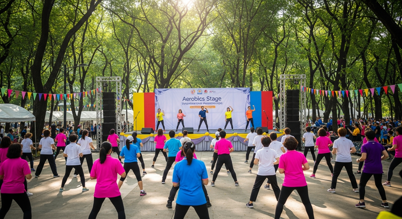 В Бангкоке открыли новую площадку для аэробики в парке Лумпини