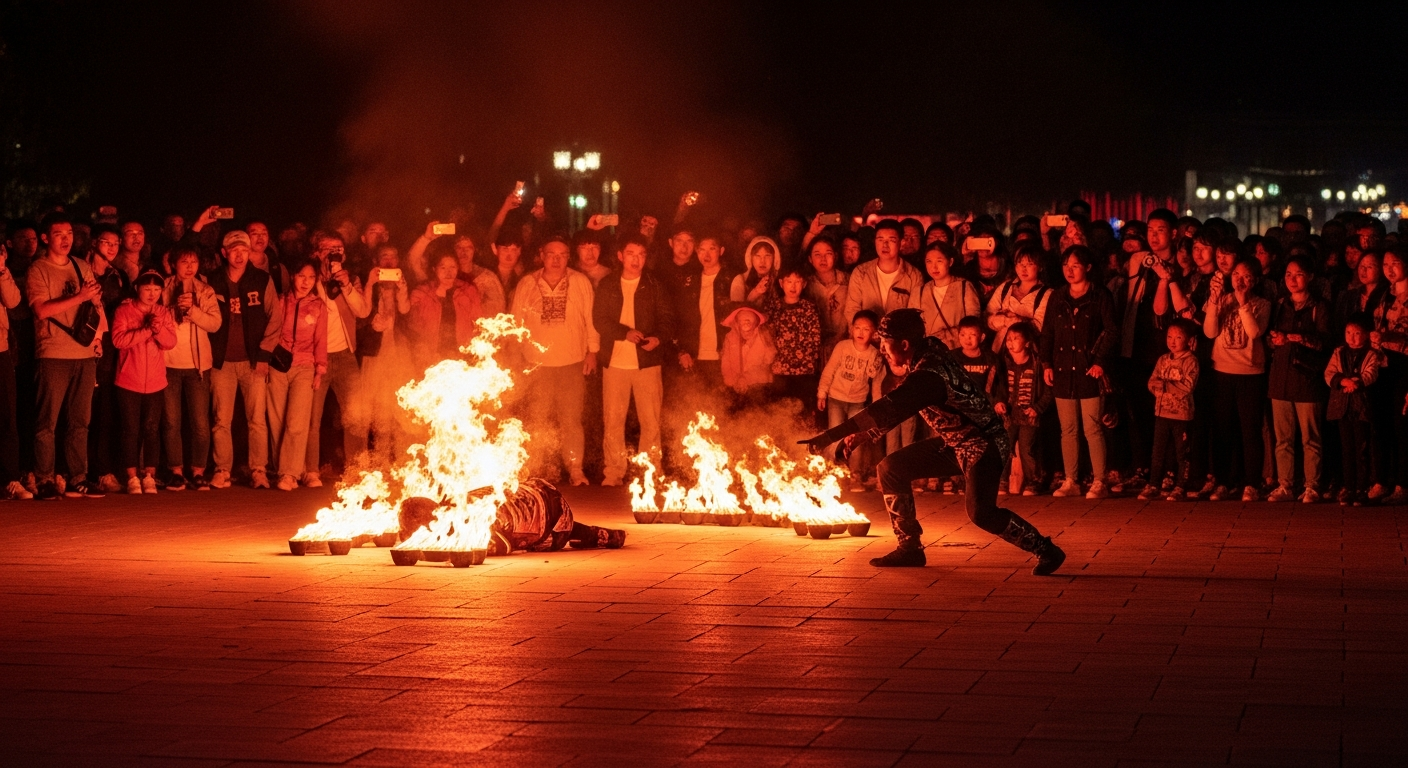 Шокирующий инцидент: артистка пострадала от огня во время выступления в Китае