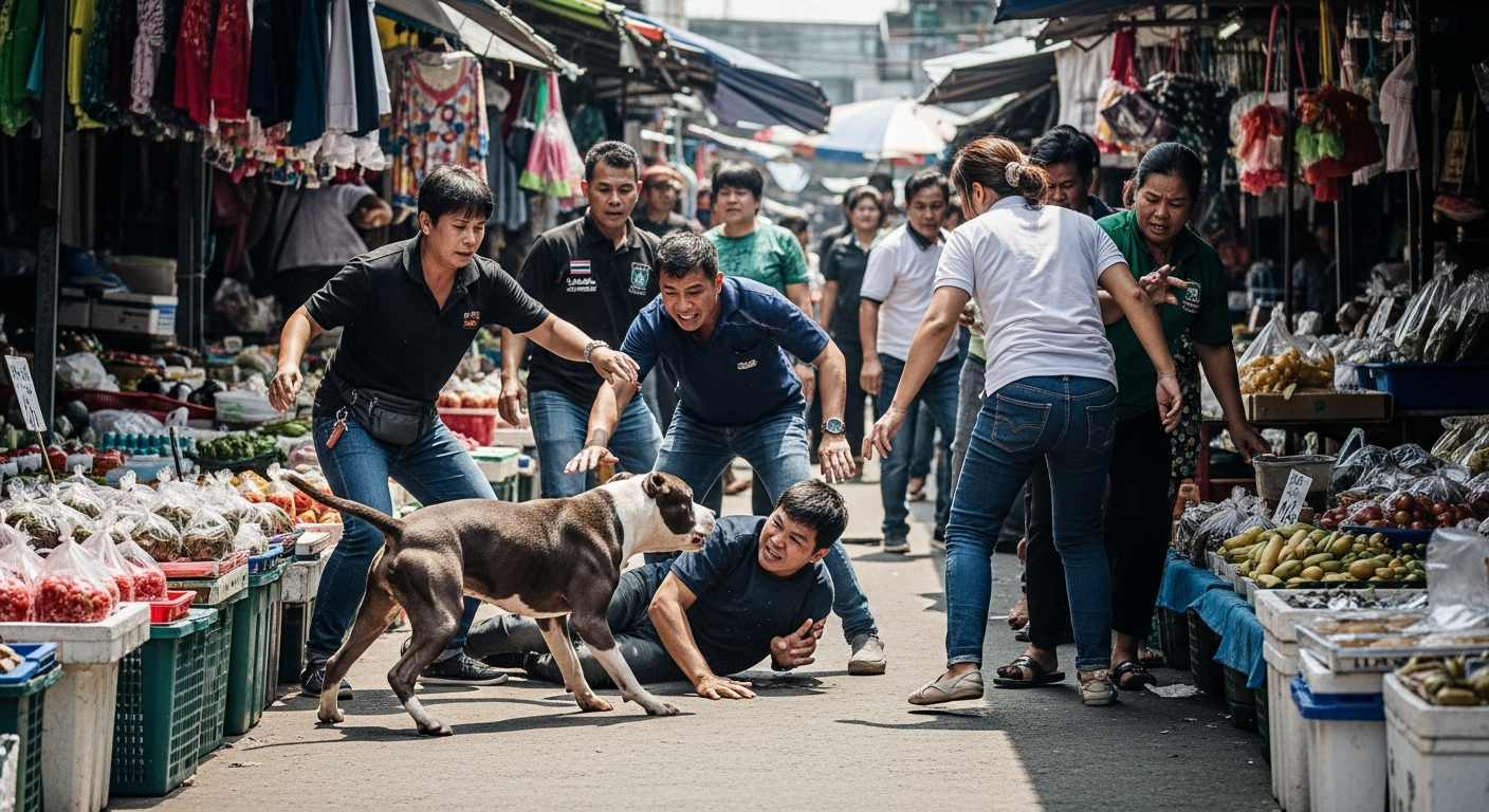 Мужчина в Пхетчабуне серьезно пострадал в нападении двух питбулей