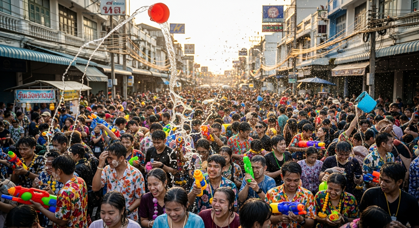 Слоны ведут парад в честь тайского Нового года Сонгкран в Чиангмае