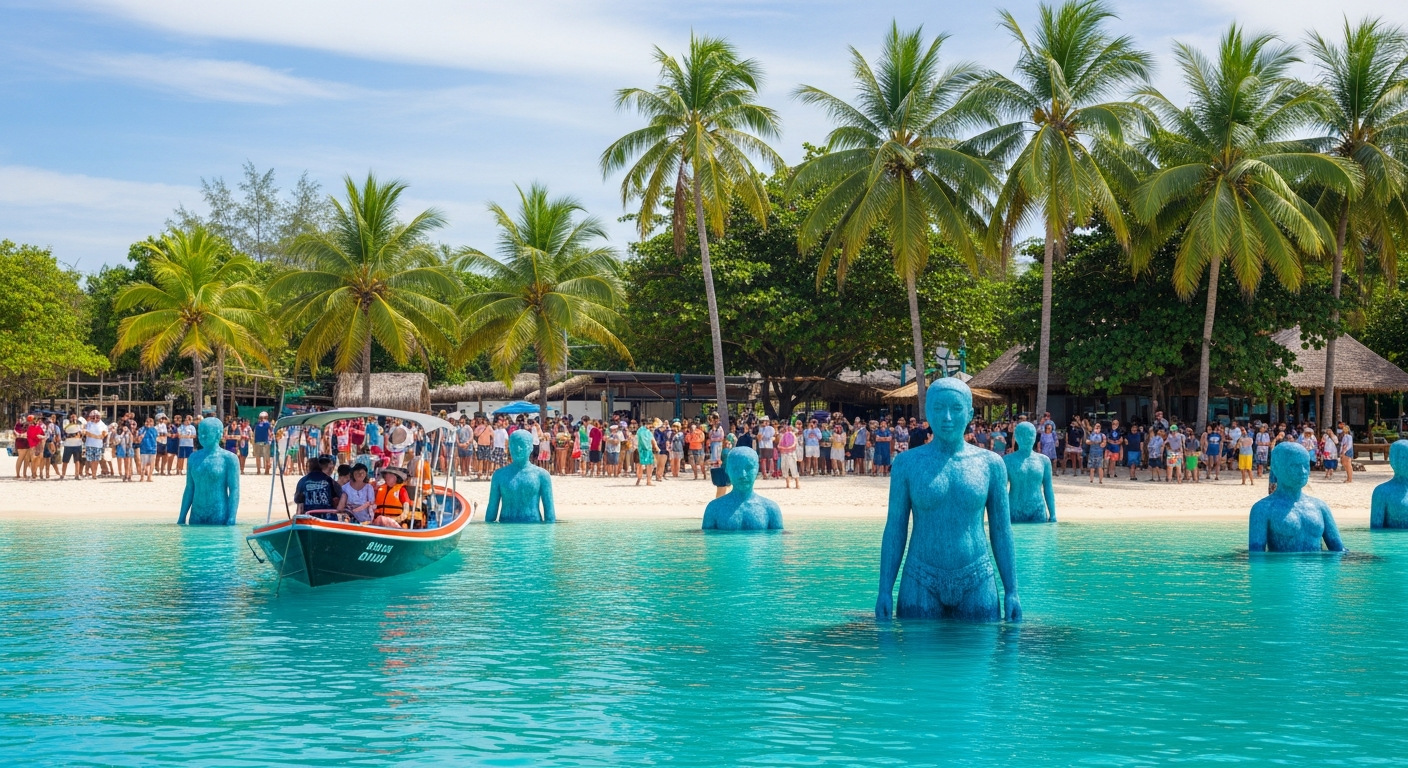 Подводные скульптуры установлены у острова Рача Яй для восстановления экосистемы и привлечения туристов