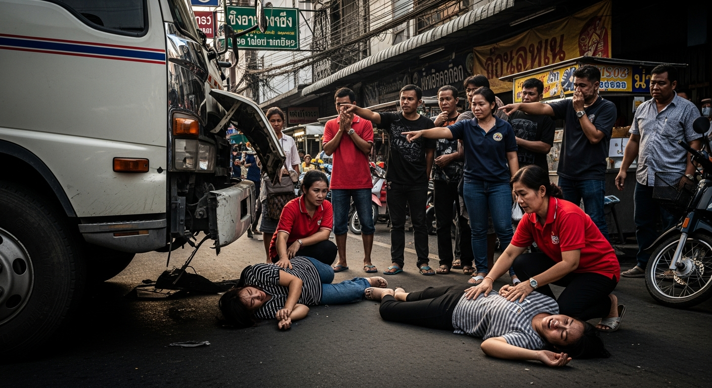 В Таиланде грузовик переехал двух женщин на парковке торгового центра