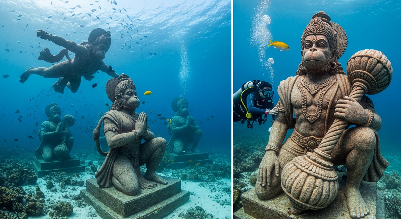 Новые подводные скульптуры Ханумана открыты для дайверов у острова Ко Рача Яй