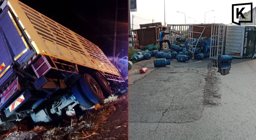 Два ДТП с газовыми грузовиками вызвали пробки в Корате утром