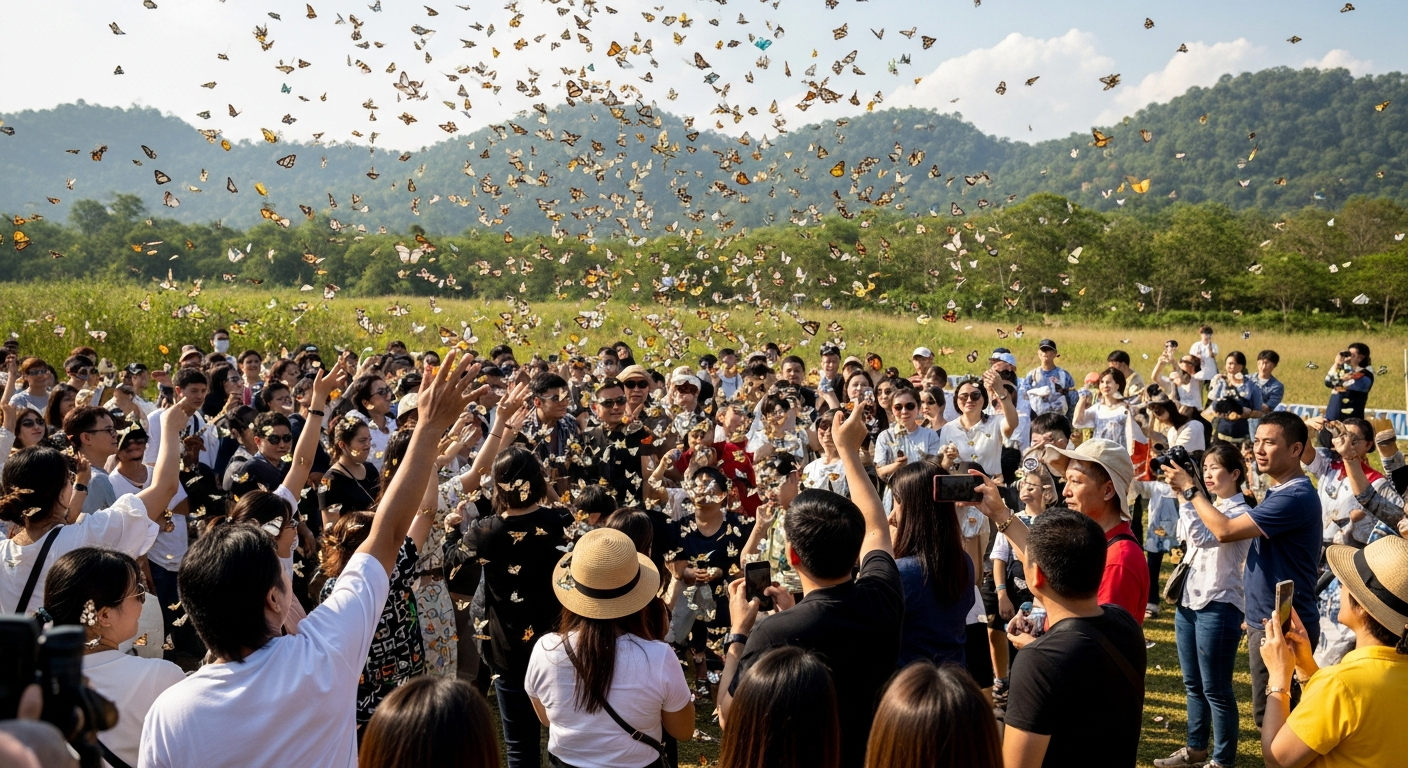 Тысячи бабочек привлекают туристов в Лам Чэ