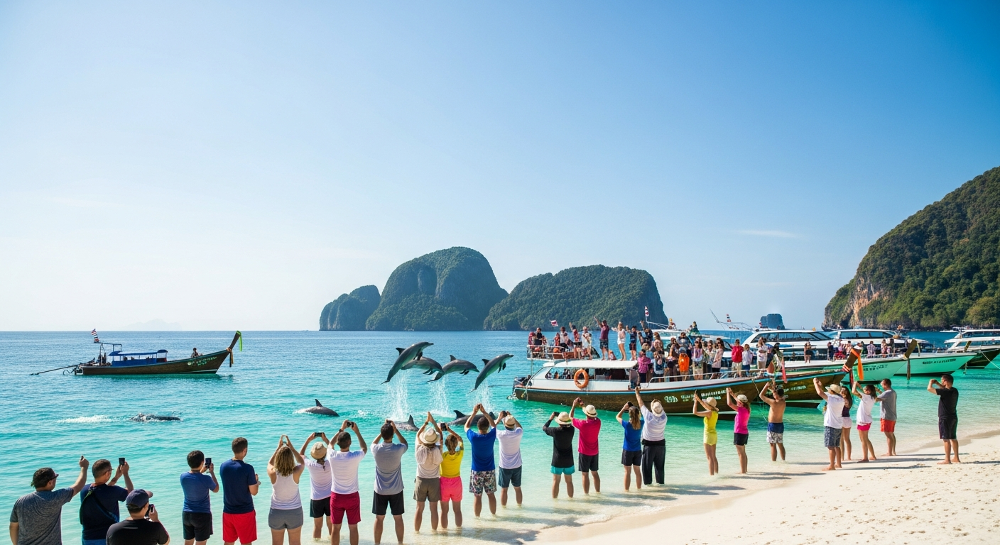 Более 120 дельфинов замечены у островов Симилан