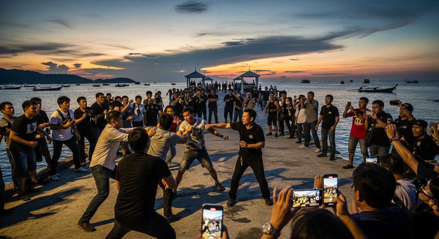 Потасовка иностранных туристов в Патонге: драка у пирса и на парковке